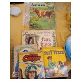 Lot of vintage childrens books, cloth etc