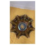 Imperial carnival glass bowl in the smoke color