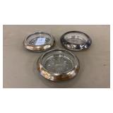 Set of 3 Sterling Glass Coasters