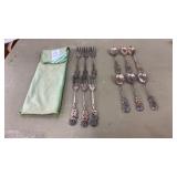 Antiko 800 Silver Set 6 Forks & 6 Spoons W Rose