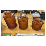 Vintage amber glass canisters
