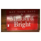 Festive metal tray labeled May your Days be Merry