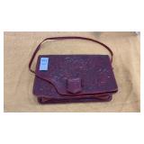 Vintage Red Tooled Leather Purse
