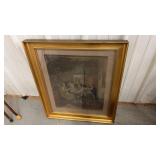 Vintage Men Playing Cards Print and Picture Frame