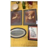 Cupid Framed Pictures w/ Oval Frame & Women
