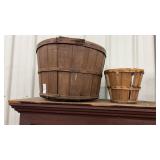 Vintage wooden slat bushel baskets (2)