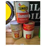 3 vintage oil cans Shell& Sunoco