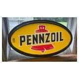 Vintage Plastid Pennzoil Sign 30 Inch