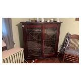 Leaded Glass Wooden Storage Cabinet 48x51x13