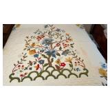 Vintage Tree of Life hand- appliquï¿½ Quilt 74 in