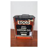 Vintage Soco Motor Oil Can 2 Gallons