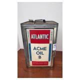 Vintage Atlantic Acme Oil B Can 5 Gallon