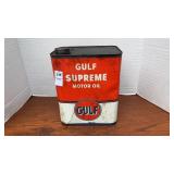 Vintage Gulf Supreme Motor Oil Can 2gal