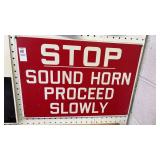 Stop Sound Horn Metal Sign 20x14in.