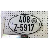 West German oval license plate