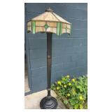 Tiffany Style Leaded Glass Lamp with Decorated