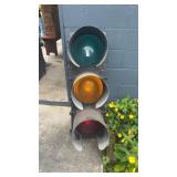 Vintage Black Stoplight W Glass Lights