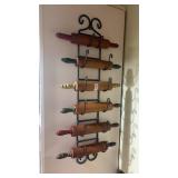 Vintage Wooden Rolling Pin Rack W 6 Rolling Pins
