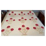 Vintage hand-appliquï¿½d folk art quilt 72 in x 72