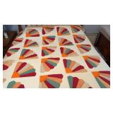 Vintage handmade Grandmother's Fan Quilt78 in x