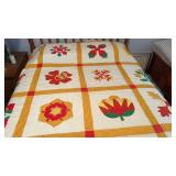Vintage Hand Stitched appliquï¿½ quilt 105 in  x 88