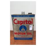 Bintage 2-gallon Capitol Motor Oil metal can