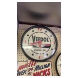 Vintage Veedol Motor Oil Wall Clock 16 Inch