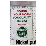 Quaker State Motor Oil Metal Sign 17.5x11.5in.