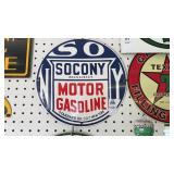 Socony Motor Gasoline Metal Sign 11in. Diameter