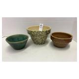 Roseville Sponge Painted Bowl & 2 vintage bowls