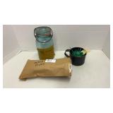 Ball Blue Glass Jar & Heinz Pickle Picks