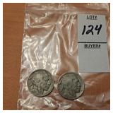 2 United States Buffalo Nickel 1930