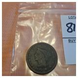 1841 Braided Hair Large Cent 1c circulated US Coin