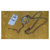 Silvertone Art donut ring necklace