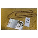 Brass OM symbol pendant & gold tone chain