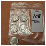 5 Dimes,1947,1952 1962, 2 1964