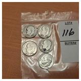5 Dimes,  1946, 2 1957,1958 1964