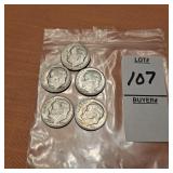 5 Dimes, 1948,1953,1957,2 1964