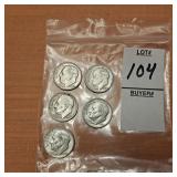 5 Dimes, 1949,1954,1962,1963,1965