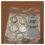 5 Dimes,  1951,1952,1953,1963,1964