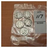 5 Dimes 1946,1947,1956,1958,1965