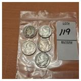 5 Dimes 1951,1960,1963,1964,1957