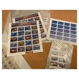 Planes, automobiles, motorcycle stamps