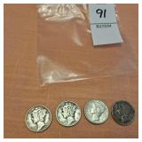 1916 2 1943,1944 US Mercury, comprised of