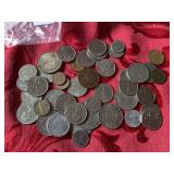 Bag of various foreign coins