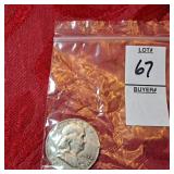 1952 Benjamin Franklin silver half dollar