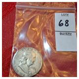 1952 Benjamin Franklin silver half dollar