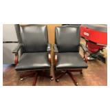 2 Office Swivel Desk Chairs Bonded Leather,