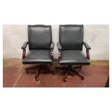 2 Office Swivel Desk Chairs Bonded Leather,