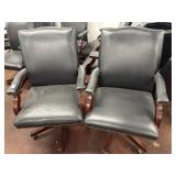 2 Office Swivel Desk Chairs Bonded Leather with
